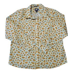 Lands End Sunflower Button Up Blouse, Size 14p